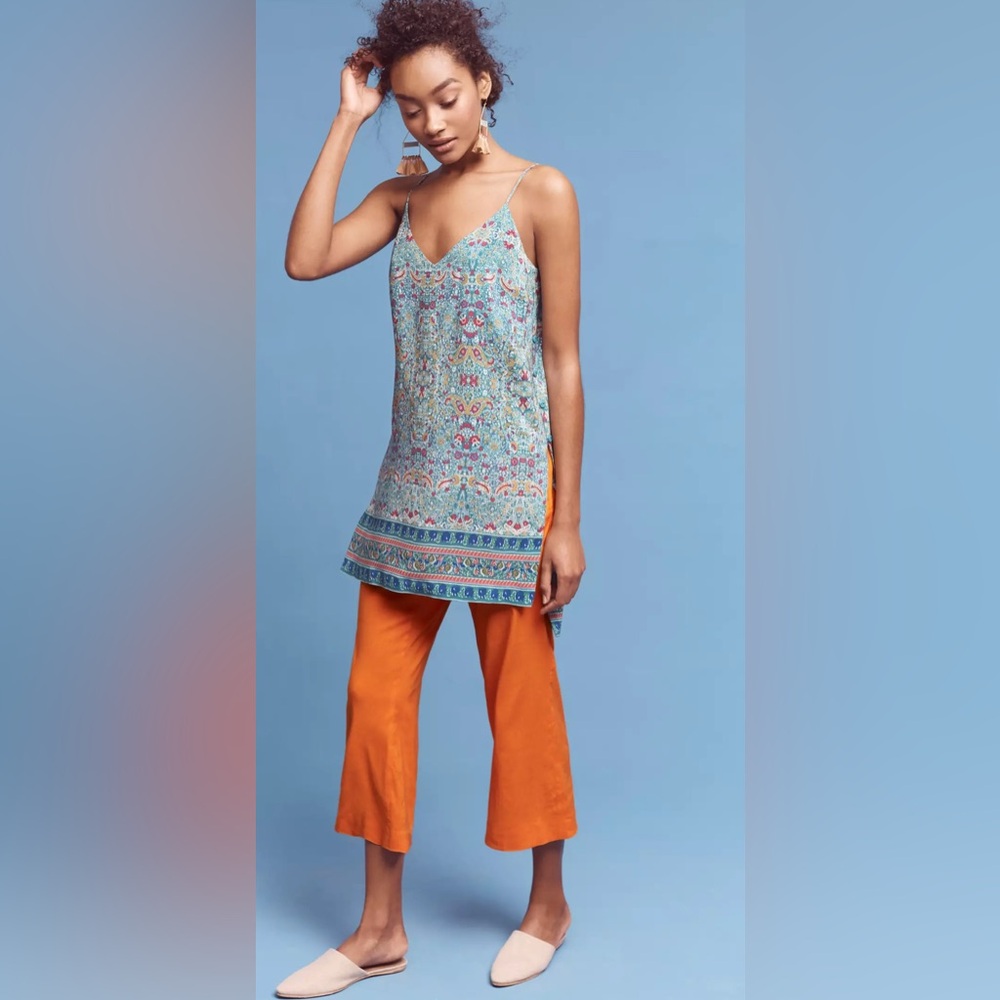 Anthropologie Maeve Merit Tunic‎ size 6 strappy silk boho